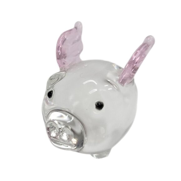 Penelope Flying Pig Miniature Glass Figurine With Pink Wings By Pier 1 Imports - Picture 2 of 11